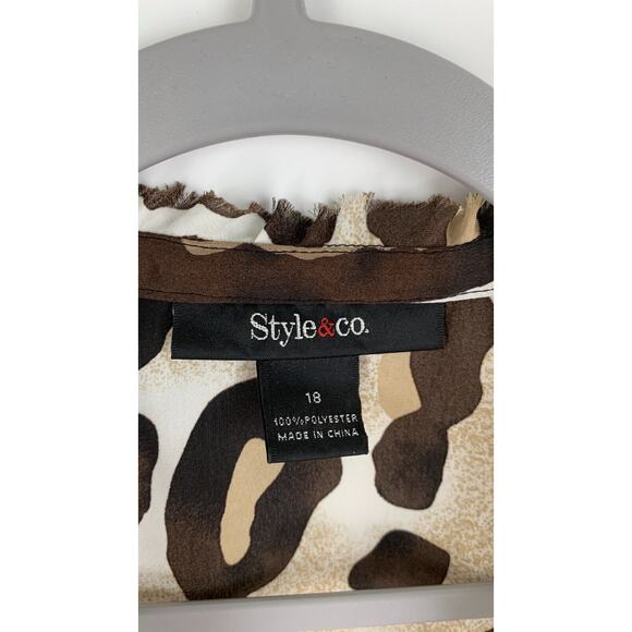 Style & Co Women's Button Down Shirt Collar Ruffles Leopard Print Size 18 NWOT - Picture 7 of 7